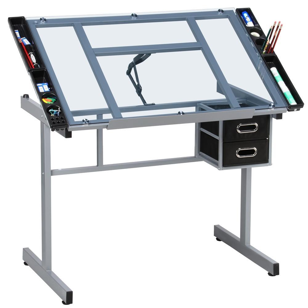Art Desk - Drafting Desk with Storage - Artist Desk & Drafting Table for Drawing - Adjustable Tracing Table