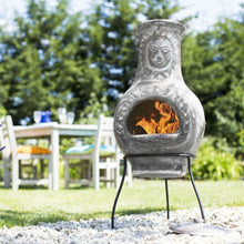 Load image into Gallery viewer, Chiminea - Outdoor Chiminea - Clay Chiminea Fire Pit With Metal Stand - Clay Chiminea Outdoor Fireplace
