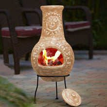 Load image into Gallery viewer, Chiminea - Outdoor Chiminea - Clay Chiminea Fire Pit With Metal Stand - Clay Chiminea Outdoor Fireplace
