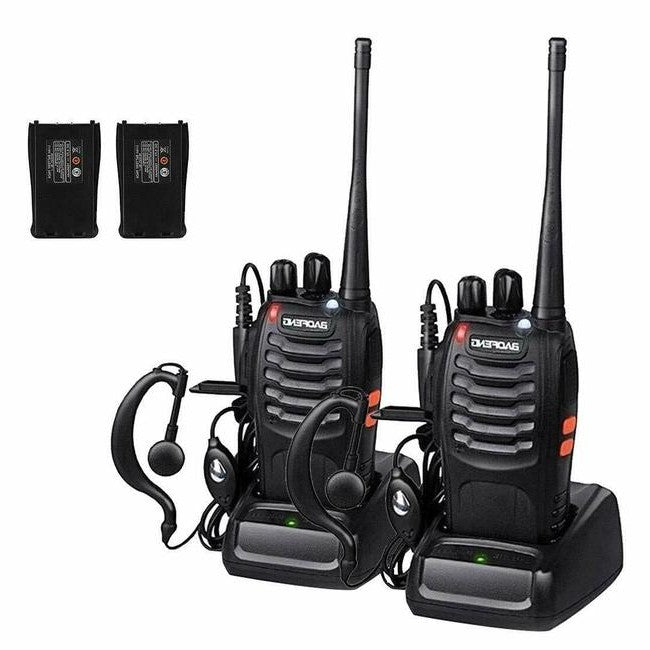 2 x Walkie Talkie Long range 2 Way Radio 16CH + Earpiece